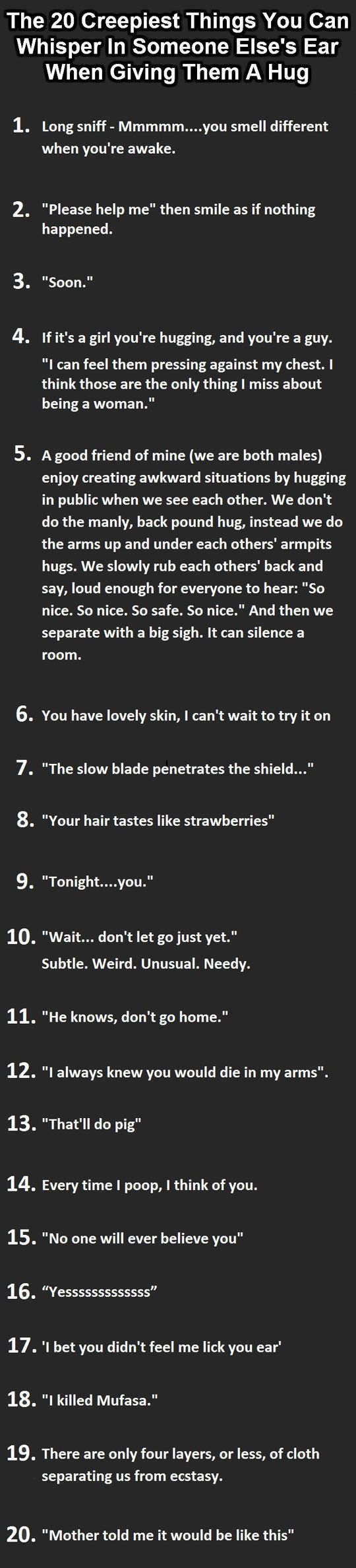 20 Creepiest Things You Can Whisper In Someone's Ear When Giving Them A ...