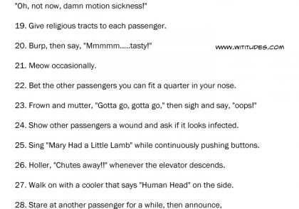 50 Things To Do In An Elevator